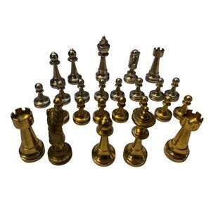 Vtg Solid Metal Incomplete 25 Chess Pieces For Mixed Media, Art, AS IS Repurpose